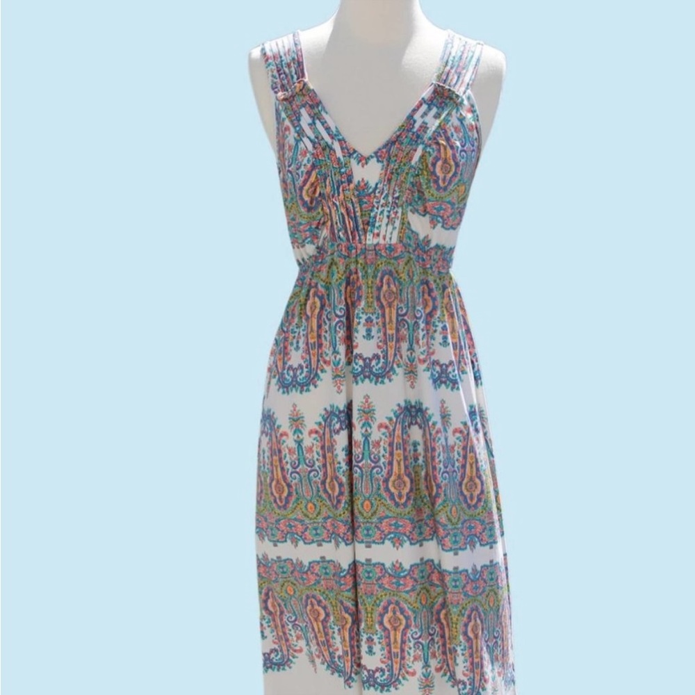 Live and Let Live Women's Sleeveless Midi Dress Paisley Multicolor Print Size M